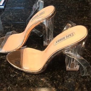 Rose gold clear chunky heels